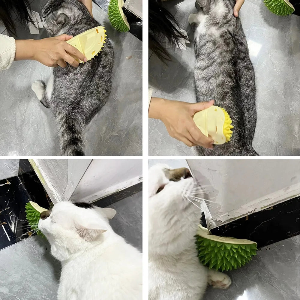 Rascador y Cepillo Masajeador para Gatos — Peine de Grooming y Cuidado Felino