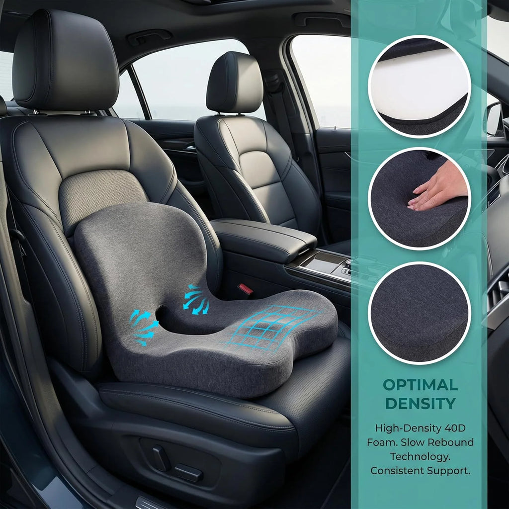 Cojín Lumbar de Memory Foam — Soporte para Espalda en Auto, Oficina y Silla