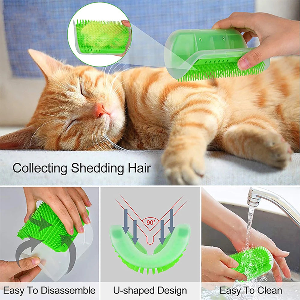 Rascador y Cepillo Masajeador para Gatos — Peine de Grooming y Cuidado Felino